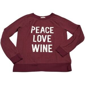 Grayson Threads Sweatshirt Peace Love Wine Long Sleeve Novelty Crewneck Womens S